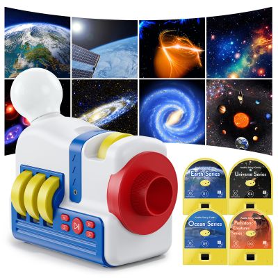 Story Projector for Kids, Bedtime Projector Machine with Voice Narration, 4 Science Themed Story Slides, Adjustable Focus, Night Light, Toy Gift for Toddlers Boys & Girls Ages 3+