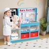 HONEY JOY Kids Wooden Doctor Play Set, Checkup Medical Office Center & Vet Clinic Station, Exam Area & Interactive Accessories, X-Ray, Toddler Pretend Hospital Playset Kit (Blue with Medical Kit) view 2
