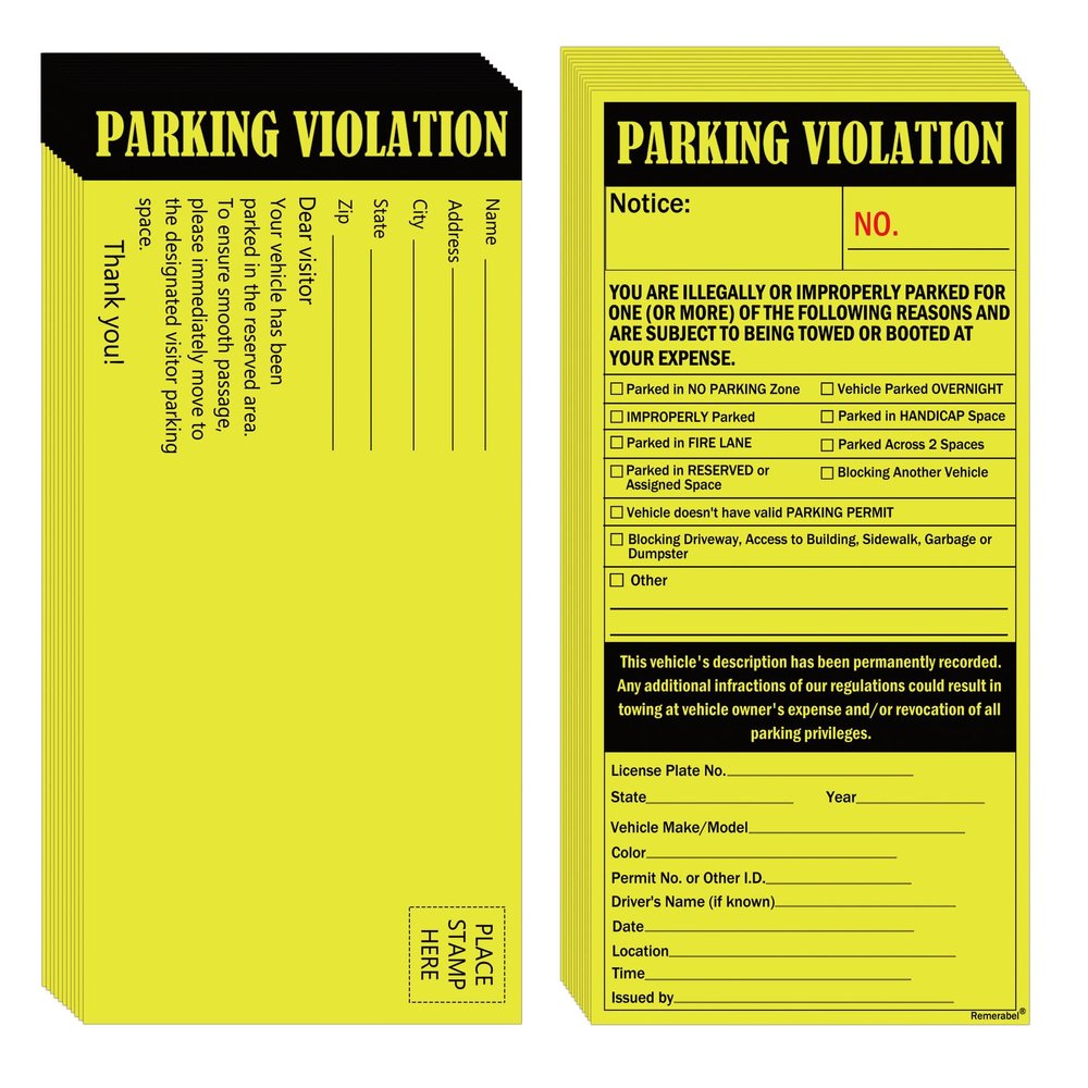 8.5 x 4 inch Joke Parking Violation Ticket 25 Pcs Fake Number Vehicle Illegally Parked Card Funny Tow Warning Notice Parking Violation Humorous Traffic Window Tag (Fake Parking Tickets)
