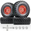 2.2 RC Crawler Tires 1/10 Beadlock Wheels 12mm Hex, Mud Terrain Rock Tires Soft Rubber 5.0x1.9, Aluminum Beadlock Rims 5.5mm Offset, RC Wheel Tire Set for SCX10 TRX4 TRX6 Gen8 VS4-10 D90 CFX view 1