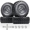 2.2 RC Crawler Tires 1/10 Beadlock Wheels 12mm Hex, Mud Terrain Rock Tires Soft Rubber 5.0x1.9, Aluminum Beadlock Rims 5.5mm Offset, RC Wheel Tire Set for SCX10 TRX4 TRX6 Gen8 VS4-10 D90 CFX view 1