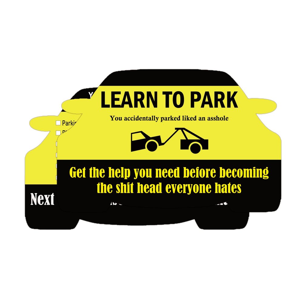 100 Pcs Funny Car-Shaped Parking Violation Card with Multi-Reasons 3.5 x 2 inch Creative Learn to Park Etiquette Reminder Card Adult Parking Warning Notes (Car Shaped)