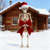 12ft Skeleton Costume Accessories Includes Santa Hat &Large Red Bow,Funny Christmas Giant Skeleton Costume Garden Lawn Indoor Outdoor Decor view 1