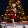 12ft Skeleton Costume Accessories Includes Santa Hat &Large Red Bow,Funny Christmas Giant Skeleton Costume Garden Lawn Indoor Outdoor Decor view 3