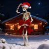 12ft Skeleton Costume Accessories Includes Santa Hat &Large Red Bow,Funny Christmas Giant Skeleton Costume Garden Lawn Indoor Outdoor Decor view 4