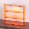 16 in Width Acrylic Display Cabinet, Wall Hanging Acrylic Display Case for Figures, Minifigure Storage Shelves Showcase Box with Door(Orange,3 Tier) view 1