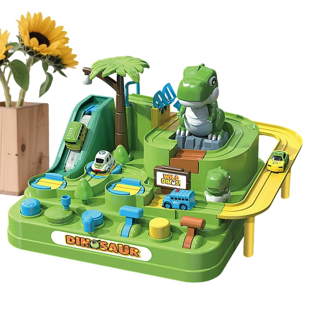 Car Track Toy, Jungle Adventure, Sliding Train Vehicle Ramp, Christmas Adventure Theme Racing Track, Sliding Car Tracks Toy for Kids, Parent-Child Interactive Games, Birthday Gift for Kids - Dinosaur