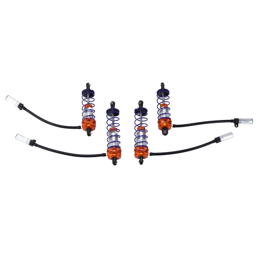 4Pcs Front Rear Damper, High Strength Aluminum Alloy Shock Absorber, Oil Adjustable Damper Suspension for 1/10 RC Cars, Compatible with ZD Racing HSP Redcat Hongnor HPI Hobao (Orange)