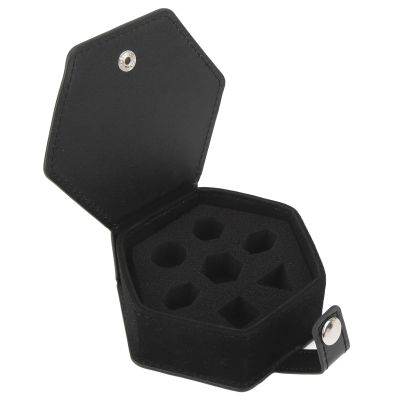 Aumotop Hex Dice Box Storage Tray with PU Leather Sponge, Portable for Travel, Black, Multifunctional
