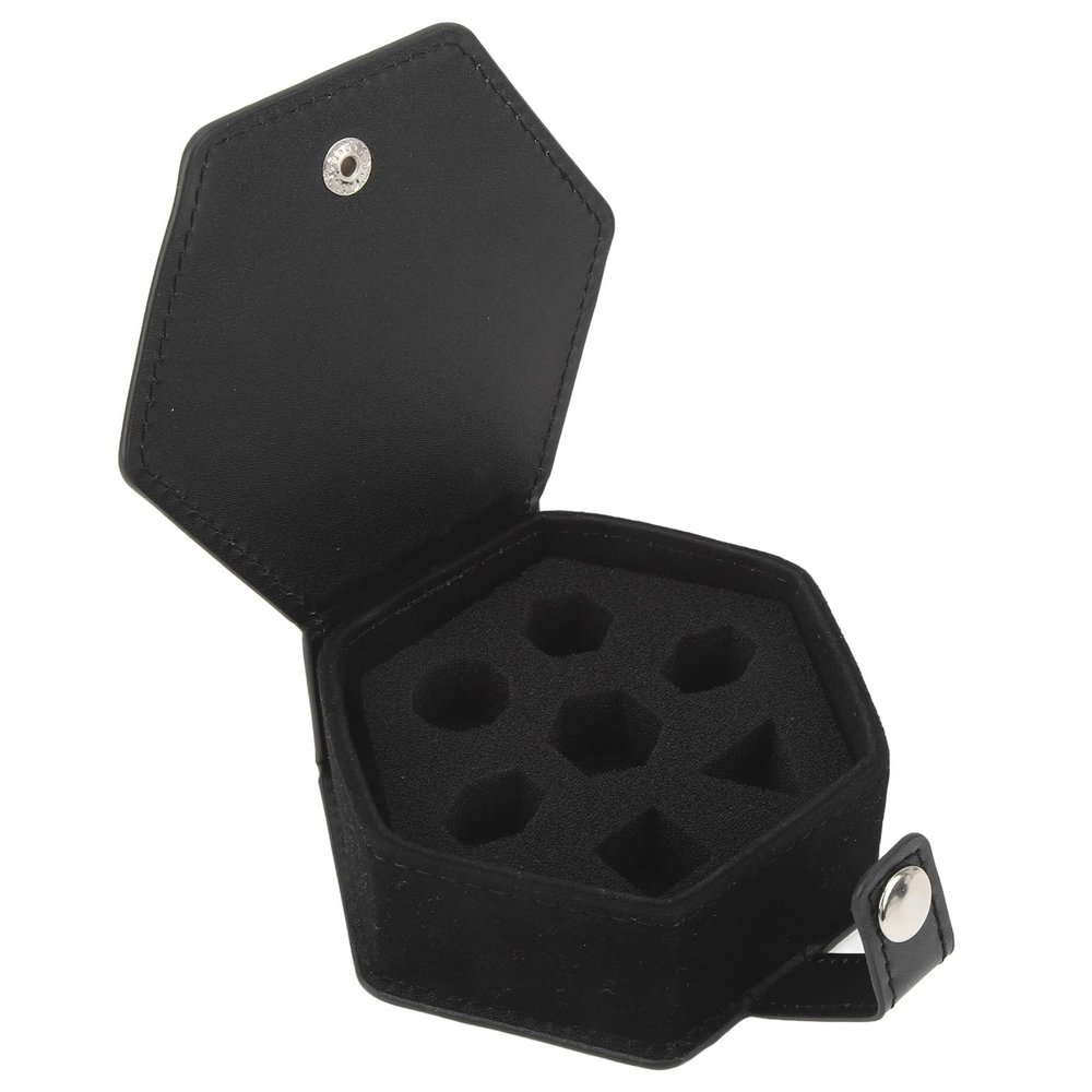 Aumotop Hex Dice Box Storage Tray with PU Leather Sponge, Portable for Travel, Black, Multifunctional