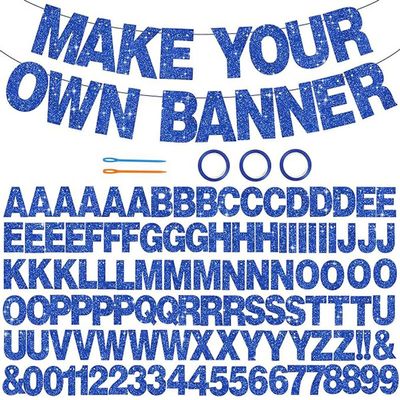 116 PCS Glitter DIY Letter Banner Kit Make Your Own Custom Birthday Party Decorations Personalized Banner Paper Letters for Wall Decor Graduation Wedding Anniversary Celebration Supplies (Dark Blue)