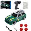 1:64 Scale Desktop Drift Car, 2.4G Full-Scale 4WD Remote Control Car with Roadblocks, Mini RC Drift Racing Sports Cars Model for Adults and Hobbyists - KF33 Green view 1