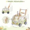 ROBUD Wooden Baby Walker, Height & Speed Adjustable Baby Push Walker with Anti-Slip Wheels, Developmental Activity Center with Forest Toys for 12-36 MonthsGreen view 2