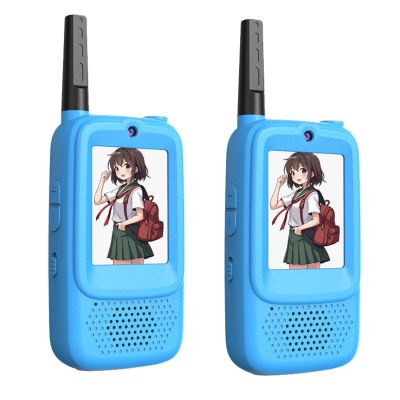 Diyeeni Video Walkie Talkie Toys, 2 Pack Two Way Radios for Kids with Lanyard, 1640.4ft Long Range, 2.0 Inch Screen, Christmas Birthday Gifts for Indoor Outdoor, Blue + Blue