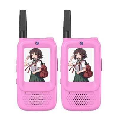 Diyeeni Video Walkie Talkie Toys, 2 Pack Two Way Radios for Kids with Lanyard, 1640.4ft Long Range, 2.0 Inch Screen, Christmas Birthday Gifts for Indoor Outdoor, Pink + Pink