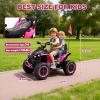 24V Kids Ride On Electric XXXL ATV w/Remote Control, Four-Wheel Shock Absorber, High Chassis, Music,Lights,USB,MP3,Power Display,Bluetooth,speeds of 1.24-3.73MPH for Kids Aged 3-12, Pink view 2