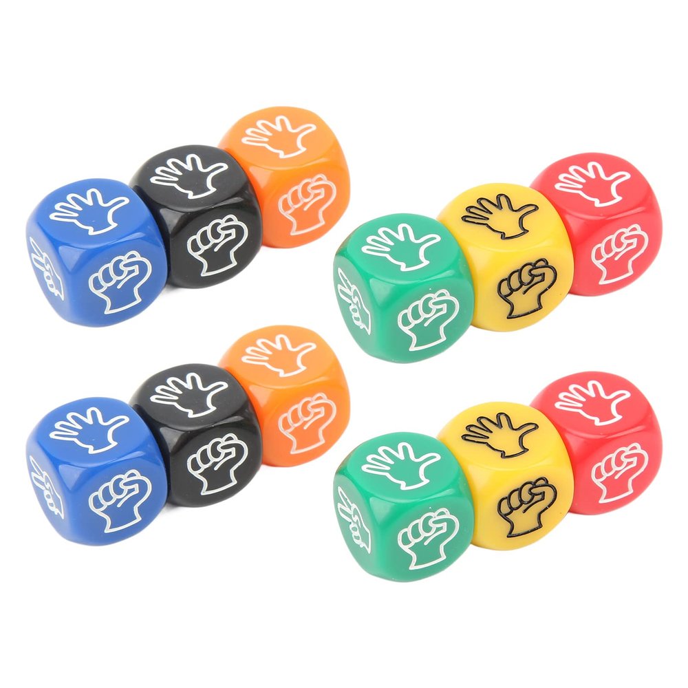 Aumotop Finger Guessing Dice 6 Colors Rock Paper Scissors Game Compact Plastic Material Dice for Family Entertainment
