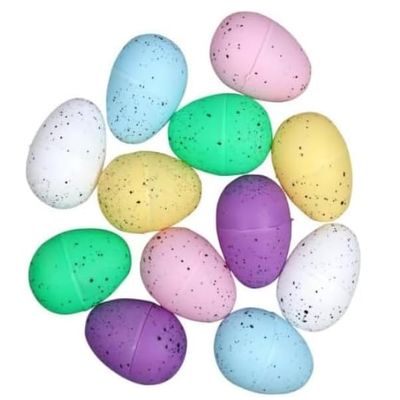 Plastic Easter Eggs, 12 Pack, Speckled Multi-Color, Large Size (6)
