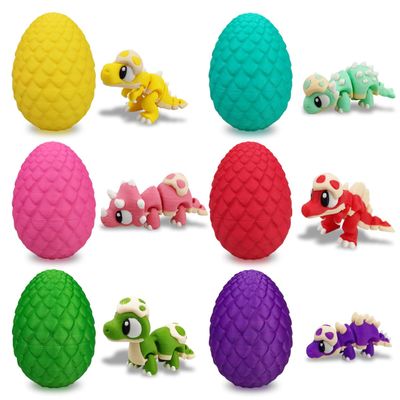Anditoy 6 Pack 3D Printed Eggs with Dinosaur Toys Inside Prefilled Easter Eggs for Kids Boys Girls Easter Basket Stuffers Gifts Party Favors