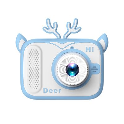 Acouto Fun Interactive Kids Digital Camera with Games - 1080P Mini Cartoon Camera for Kids with Cute Photo Frames and Neck Strap - Ideal Birthday for Girls and Boys (Blue Deer)