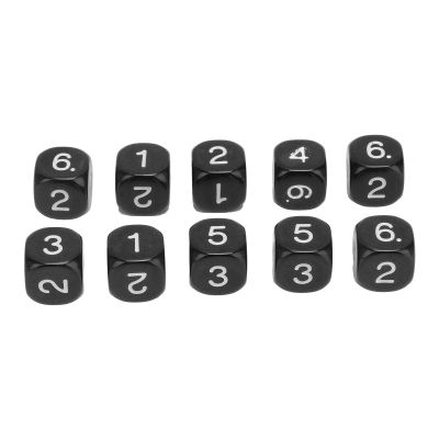 Aumotop 16mm Number Dice Durable Polyhedral Set for Numeral Teaching Board Games, 20PCS for Classroom Education (Black)