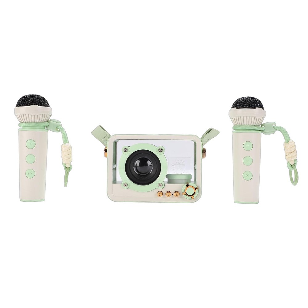Asixxsix Karaoke Machine for Kids, Mini Karaoke Machine with 2 Wireless Microphones, Stylish Hanging Strap, Portable Karaoke Speaker for Girls Boys Family Home Party (Light Green)