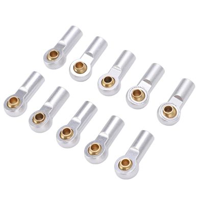 Aumotop 10pcs Strong Aluminum RC Link Rod End Joint for AXIAL SCX10 1/10 RC Car, Stable and Flexible Driving for Enthusiasts (Silver)