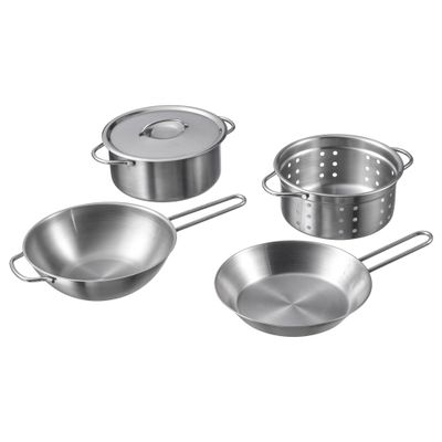 ProTuning DUKTIG 5-piece toy cookware set, stainless steel colour
