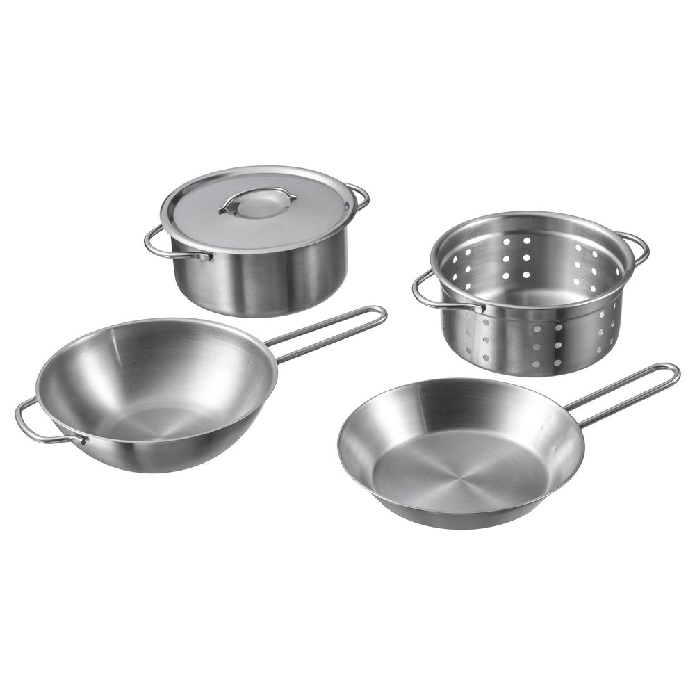 ProTuning DUKTIG 5-piece toy cookware set, stainless steel colour