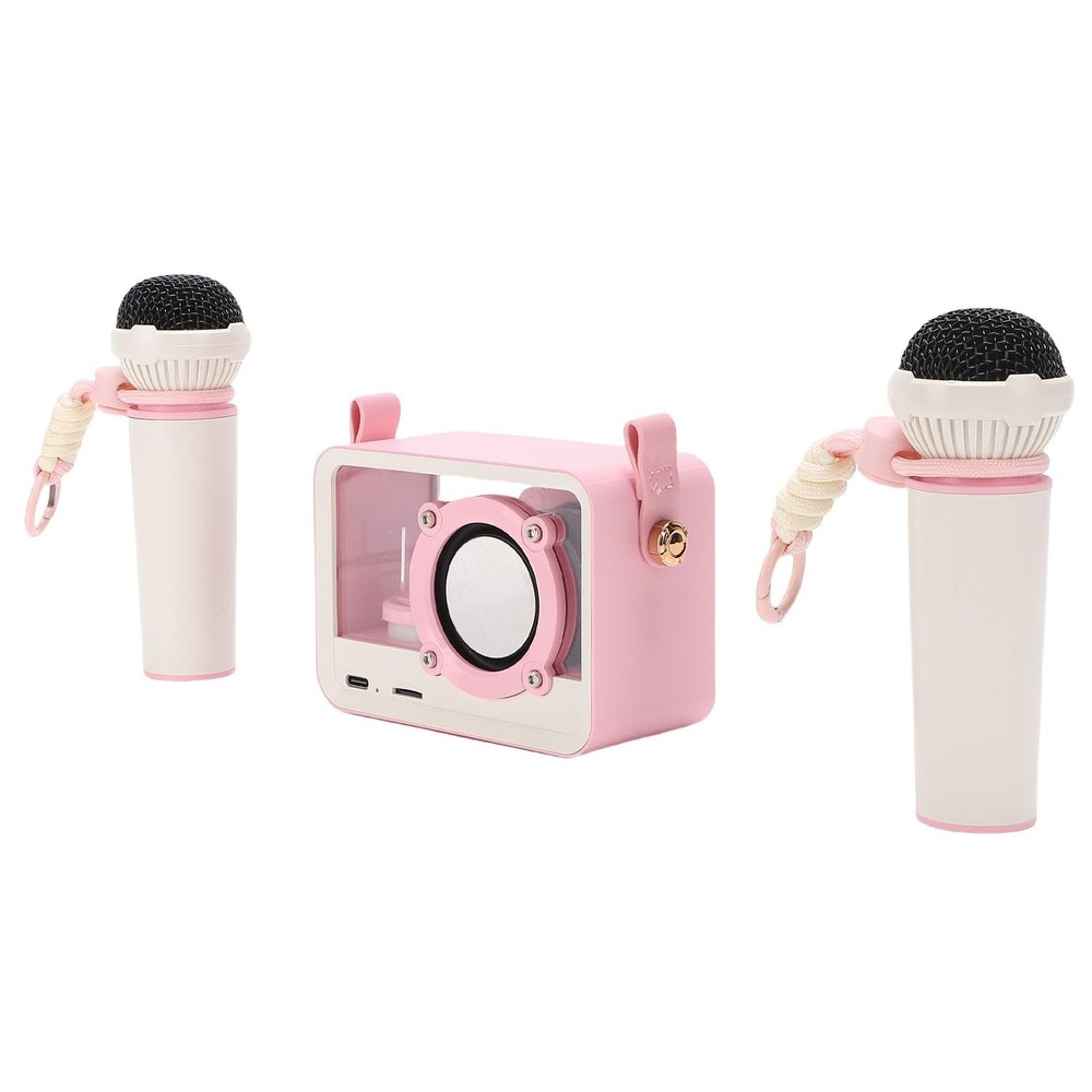 Diydeg Mini Karaoke Machine for Kids Adults, Portable Bluetooth Speaker with Wireless Microphone & Hanging Strap, Karaoke Microphone for Girls, Boys, Family, Home, Party (Roseate)