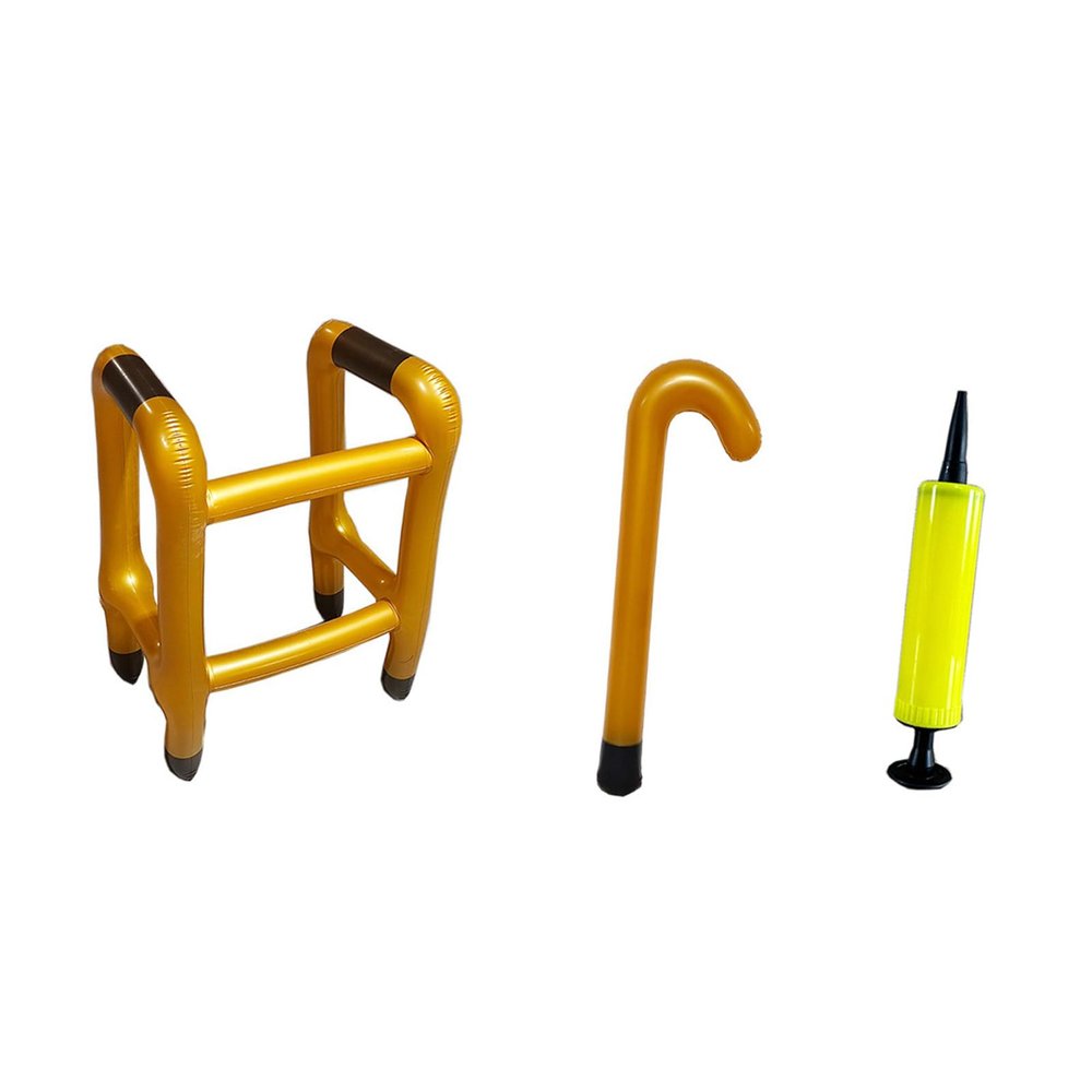 2Pcs Inflatable Walker and Cane Set Over The Hill Birthday Decorations & Gag Retirement Party Decoration Inflatable and Cane