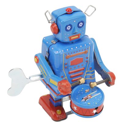CHICIRIS Unique Clockwork Drumming Robot Toy Retro Metal Wind Up Drumming Robot for Collectors and Fans of Vintage Toys Tinplate