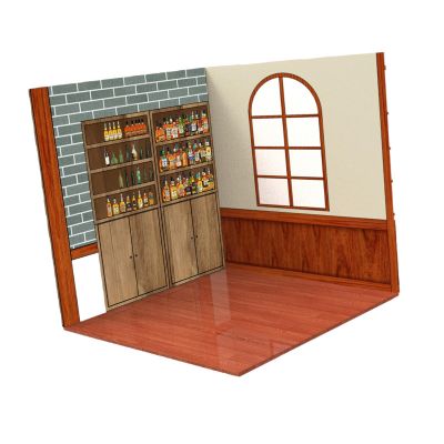 1:6 Scale Backdrop Scene Layout Display Case for Action Figures, Simulation Vehicle Model Showcase Background 11.81x11.81inch- Pub