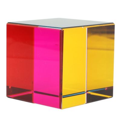 Fockety Cube Prism, Color Mixing Mini Optical Glass, Mesmerizing Colorful Acrylic Prism with 1 Wiping Cloth for Art & Desk Decoration, Photography Props, Educational Model (60mm)