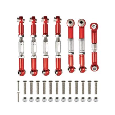 AQWBTYD Compatible with Wltoys 144001 144002 144010 124007 124016 124017 RC Car Parts Metal Front Rear Tie Rod Linkage Servo Link Rod Set RC Assortment(Red)