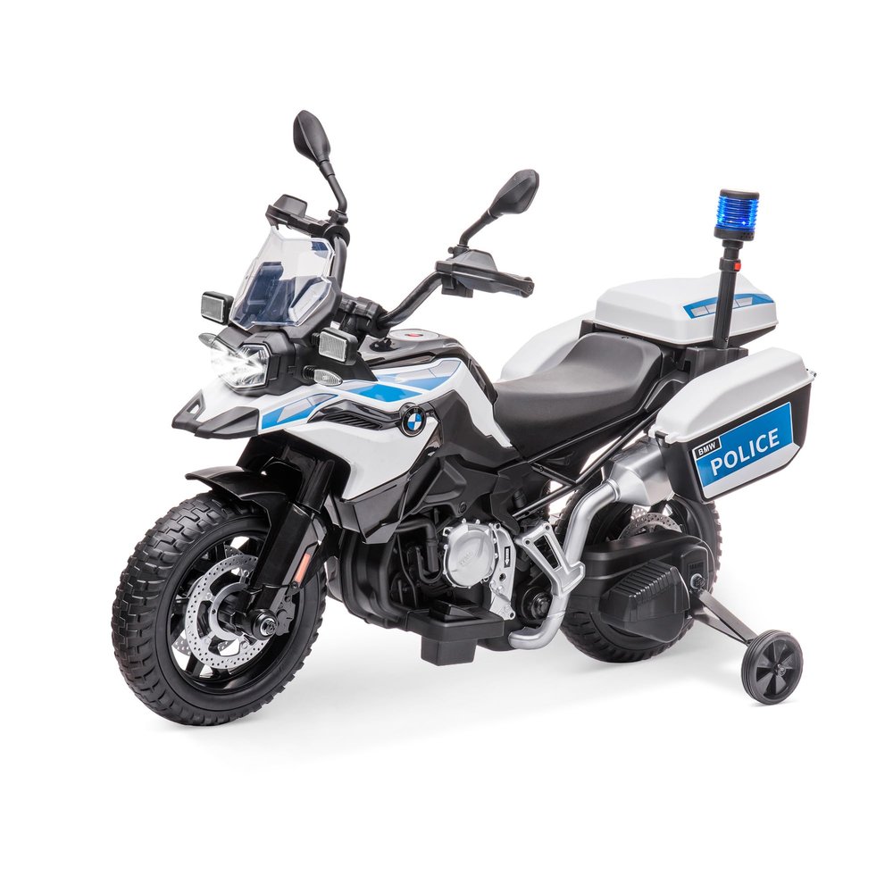 12V Kids Motorcycle, BMW Licensed Electric Police Motorcycle with Training Wheels, 2 Storage Boxes, Music, Warning Lights & Headlights, Ride on Motorbike for Boys Girls