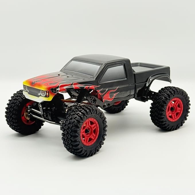furitek Terra COMP  1/18 ARTR Crawler - Remote Control Car, RC Rock Crawler 1/18 Scale w Carbon Fiber Chassis n 2-in-1 Outrunner Brushless System for Adults, RC Hobbyists (Black Flame)