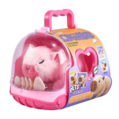 Electric Pet Animal Walking Plush Toy for Kids Realistic Sound and Movement Soft Dolls for Toddler Craw Learning (Pink)