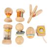 Fdit Wooden Colorful Baby Rattle Set with 7 Pieces Sensory Training Toys for Early Learning Educational, Suitable for Babies Grasping Training Cherry Wood view 1