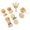 Fdit Wooden Colorful Baby Rattle Set with 7 Pieces Sensory Training Toys for Early Learning Educational, Suitable for Babies Grasping Training Cherry Wood view 3