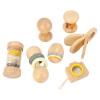 Fdit Wooden Colorful Baby Rattle Set with 7 Pieces Sensory Training Toys for Early Learning Educational, Suitable for Babies Grasping Training Cherry Wood view 4