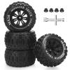 12mm Hex RC Wheels and Tires, daitoku MX28 RC Truck Tires for Traxxas Rustler Stampede Hoss 2wd 4x4 vxl Redcat RIAARIO AMORIL - Style B (Black) Not Glued view 1