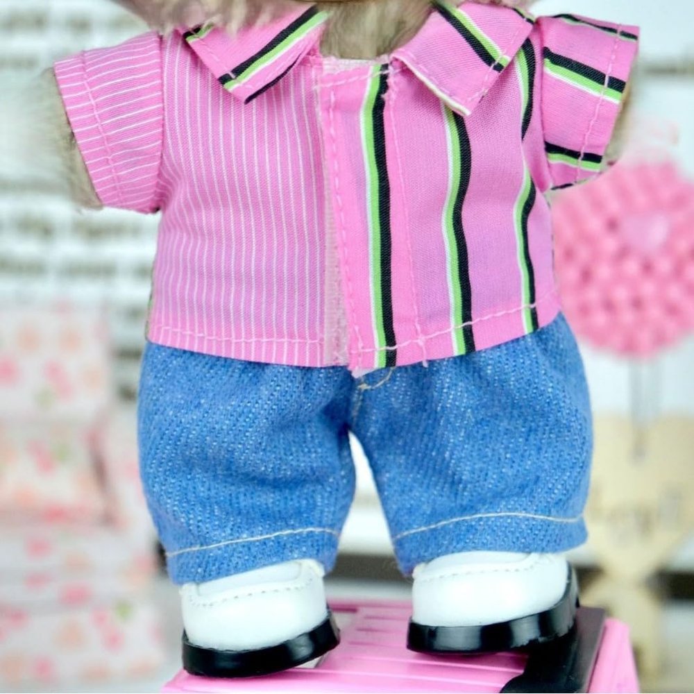 Suitable for 17cm Trendy Doll Clothes, Christmas and New Year (excluding Dolls) (Pink T-Shirt)
