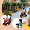 1/64 Miniature Figure Mini People Figurine 1:64 Scale Hand Painted Kids Figure Model for Micro Landscape Photo Prop Projects, Boy Girl Riding view 2