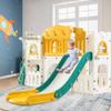 8 in 1 Toddle Slide Playset, Kids Slide and Climber Playset w/Aisle, Basketball Hoop, Telescope, Outdoor Indoor Playground for Kids 1-3, w/Storage Space, Gifts for Boys Girls, Orange view 2