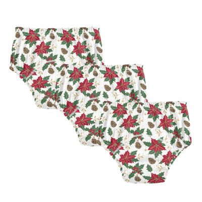 Toddler Potty Training Underwear Red Poinsettias Holly Leaves Vintage Cotton Absorbent Toilet Training Pants for Boys Girls 2T-5T