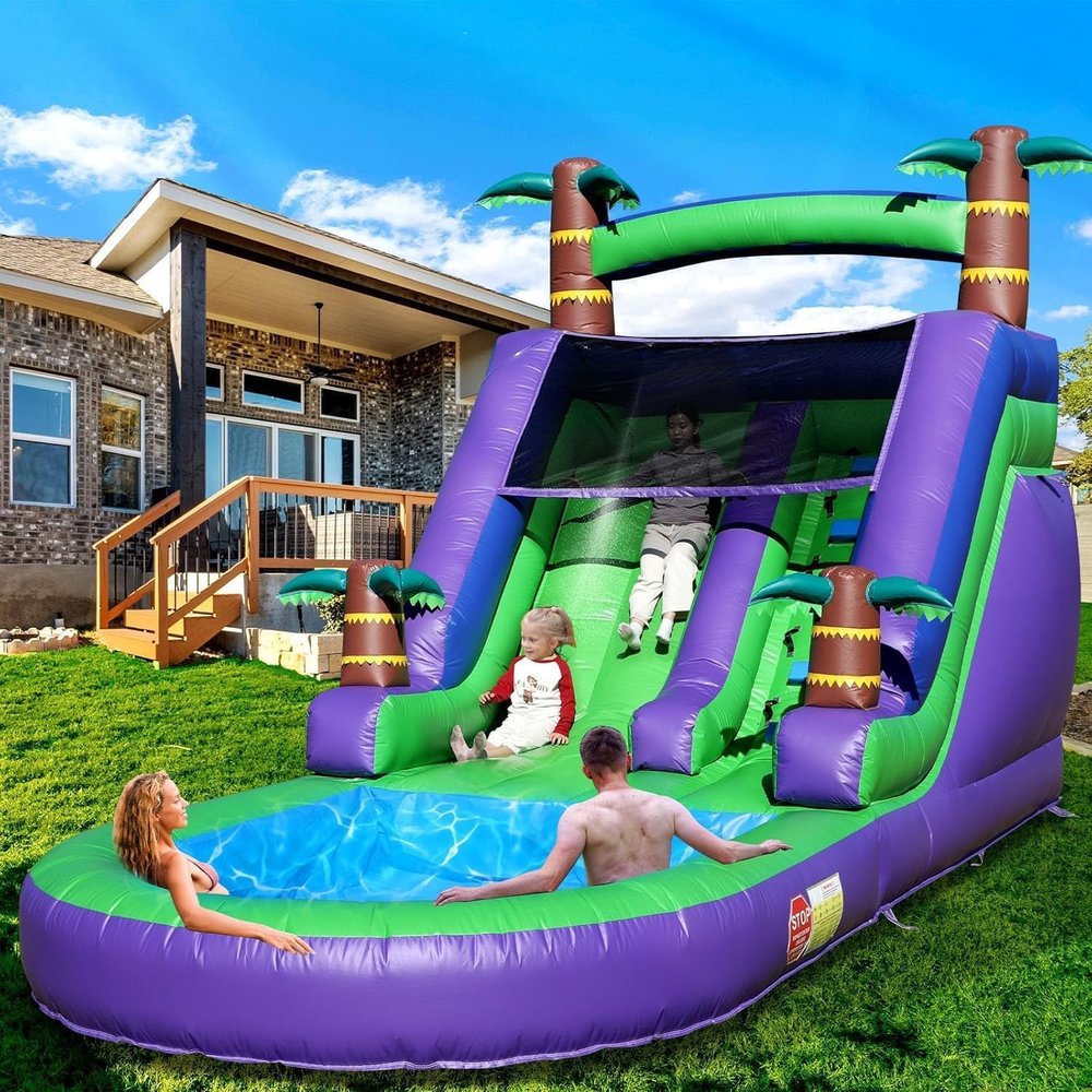 21FT(L) Commercial Grade Water Slide for Adults, (Heavy Duty Full PVC) (Big Airtight Splash Water Pool), 950w Blower, Inflatable Waterslide for Backyard, Outdoor Park, 21x9x12ft