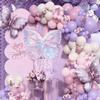 Butterfly Pinata Set - Purple Crystal Butterfly Pull String Piata with Blindfold, Bat, Confetti for Birthday Fairy Party Decorations (16.1'') view 2