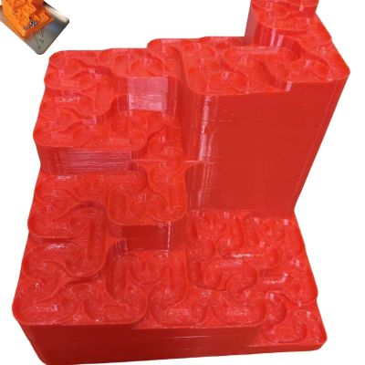 3D Printed Hilbert Curve Marble RunEndless Looping Fractal Maze, Kinetic Sculpture for Focus & Mindful Relaxation, Modern Tech-Art DecorEquipped with Steel Balls(Red)