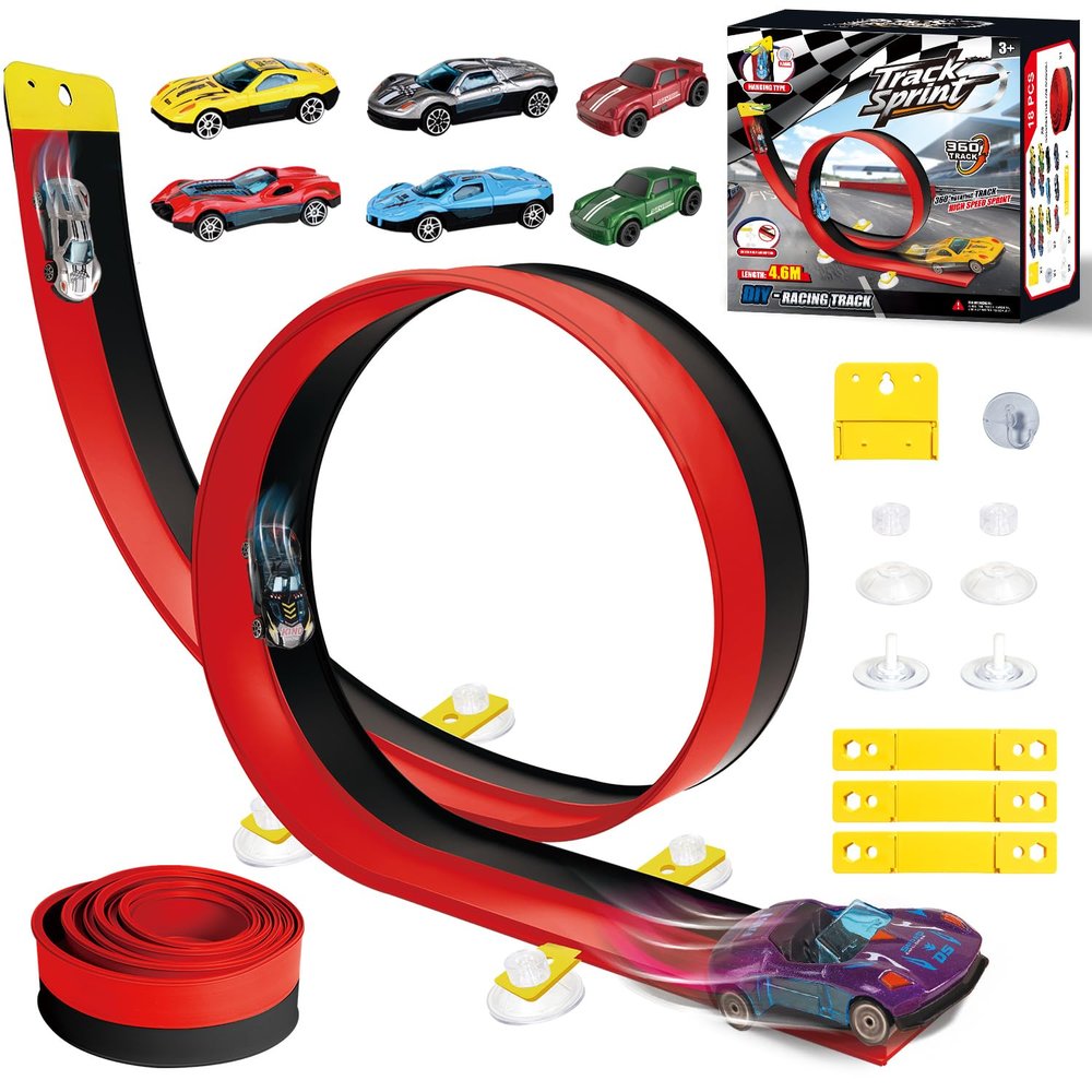 Flex Track, 15Ft Portable Flexible Race Tracks for Kids Birthday Gifts
